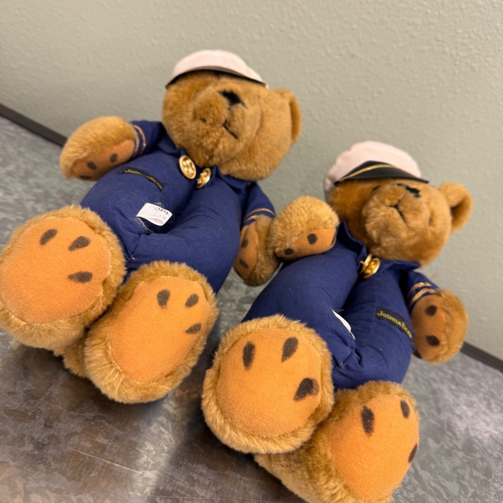 Joshua Bear Slippers Men Medium‎ 7-8 Navy Blue Good Sailor Captain Teddy Plush